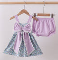Purple Floral Bow Bloomer Set