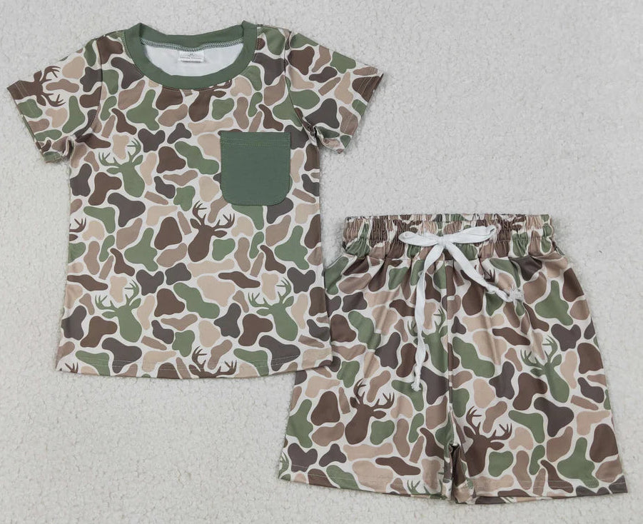 Huntin' Elk Camo Boys Shorts Set