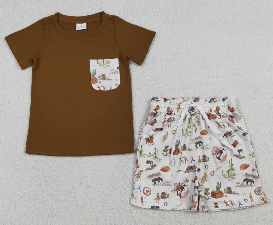 Western Horse Riding Cowboy Shorts Set