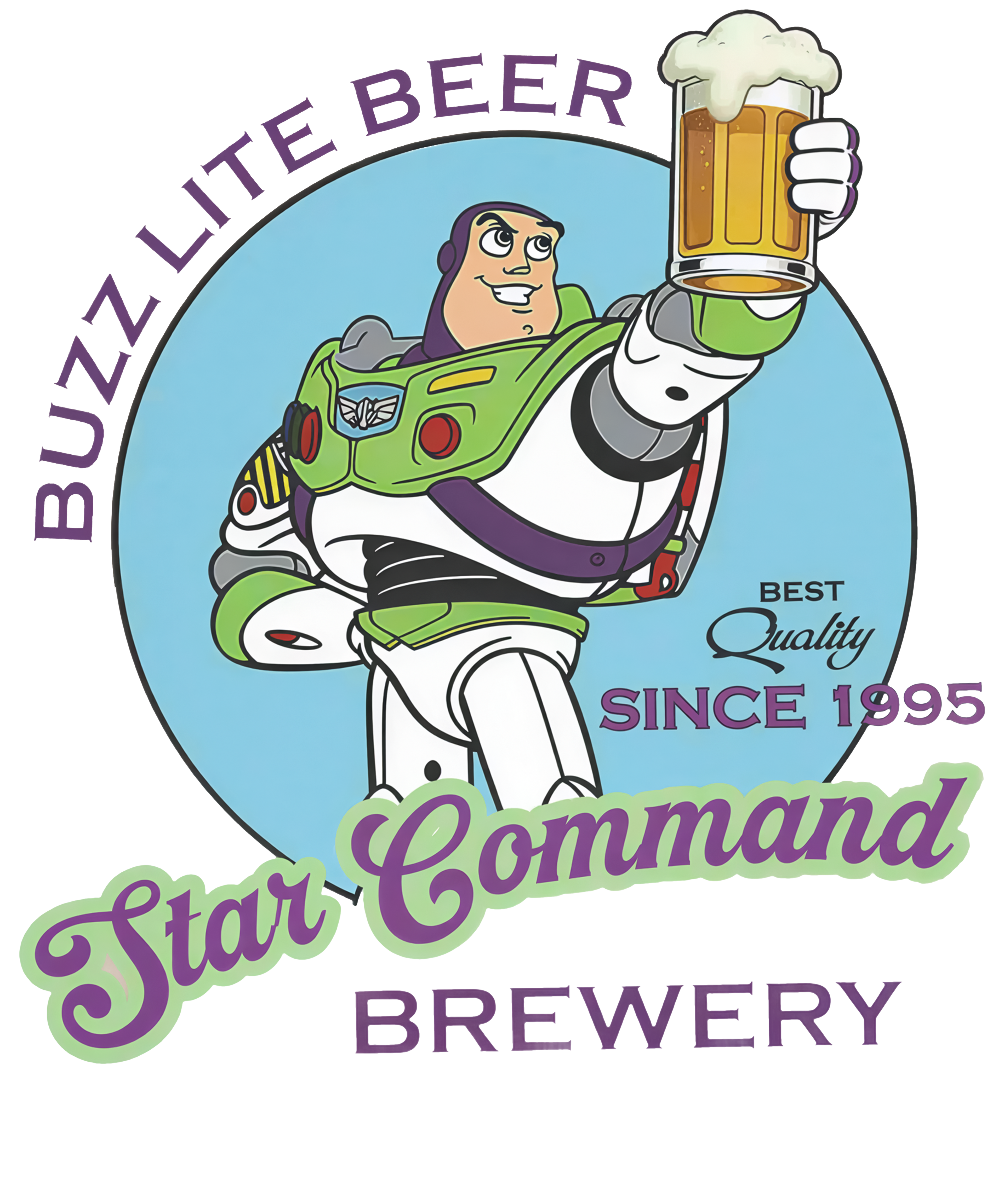 Adult Buzz Lite Beer Star Command Tee