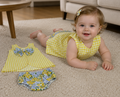 Floral Yellow Plaid Baby Diaper Set