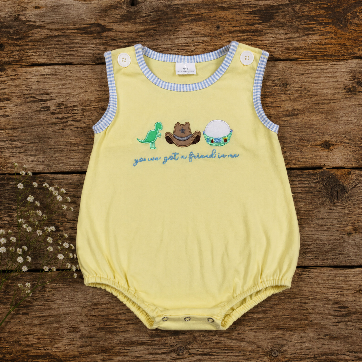Cartoon Cowboy Dinosaur Baby Romper