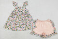 Summer Flower Ruffles Girls Shorts Set