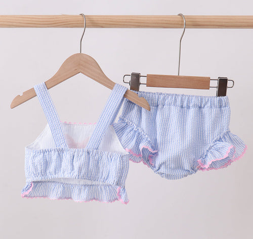 Blue Bow Ruffle 2pc Swimsuit