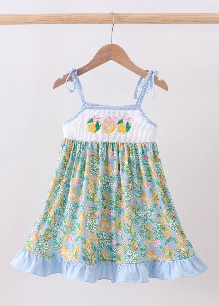 Lemon Smocked Ruffle Dress