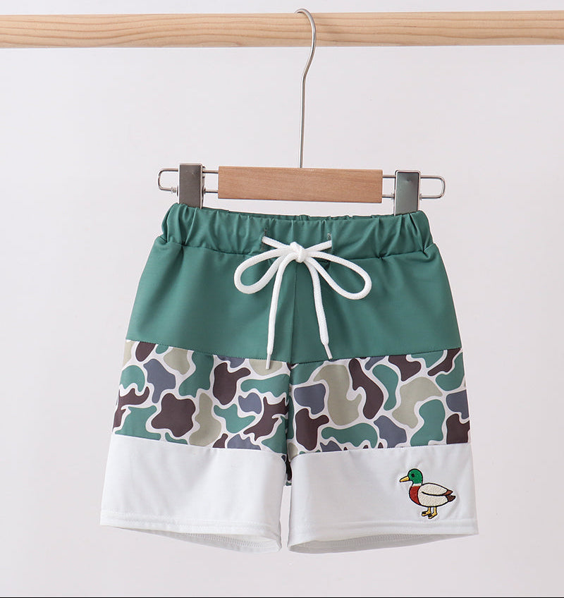 Camo Duck Embroidery Swim Trunks