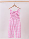 Pink Bow Gingham Jumpsuit