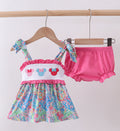 Pink Character Smocked Ruffle Bloomer Set