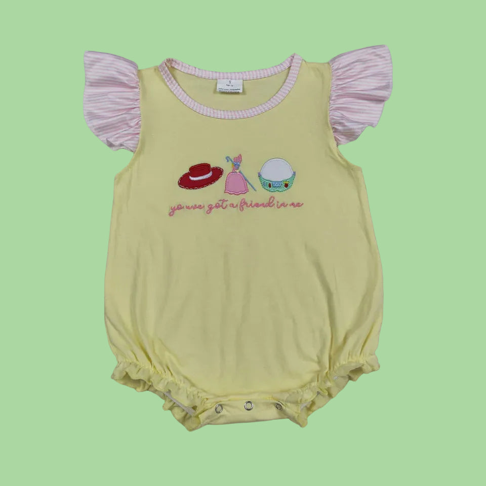 Cartoon Cowgirl Baby Girls Romper