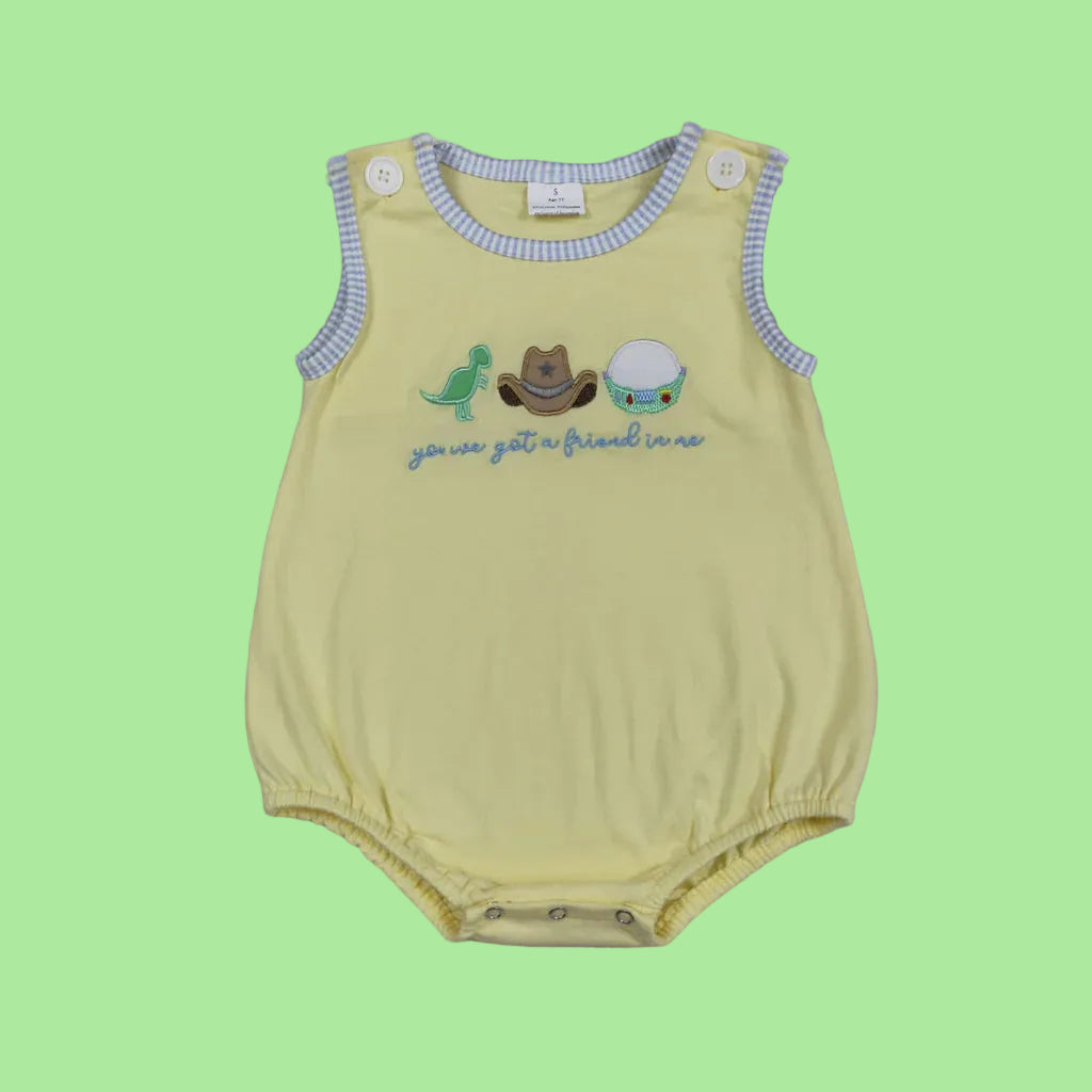 Cartoon Cowboy Dinosaur Baby Romper